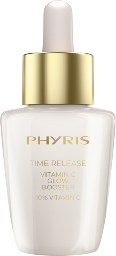 PHYRIS
TIME RELEASE
VITAMIN C GLOW BOOSTER
Directe glow en egalere huid, vermindert langdurig rimpels

Werkstofserum met 10 % pure Vitamine C