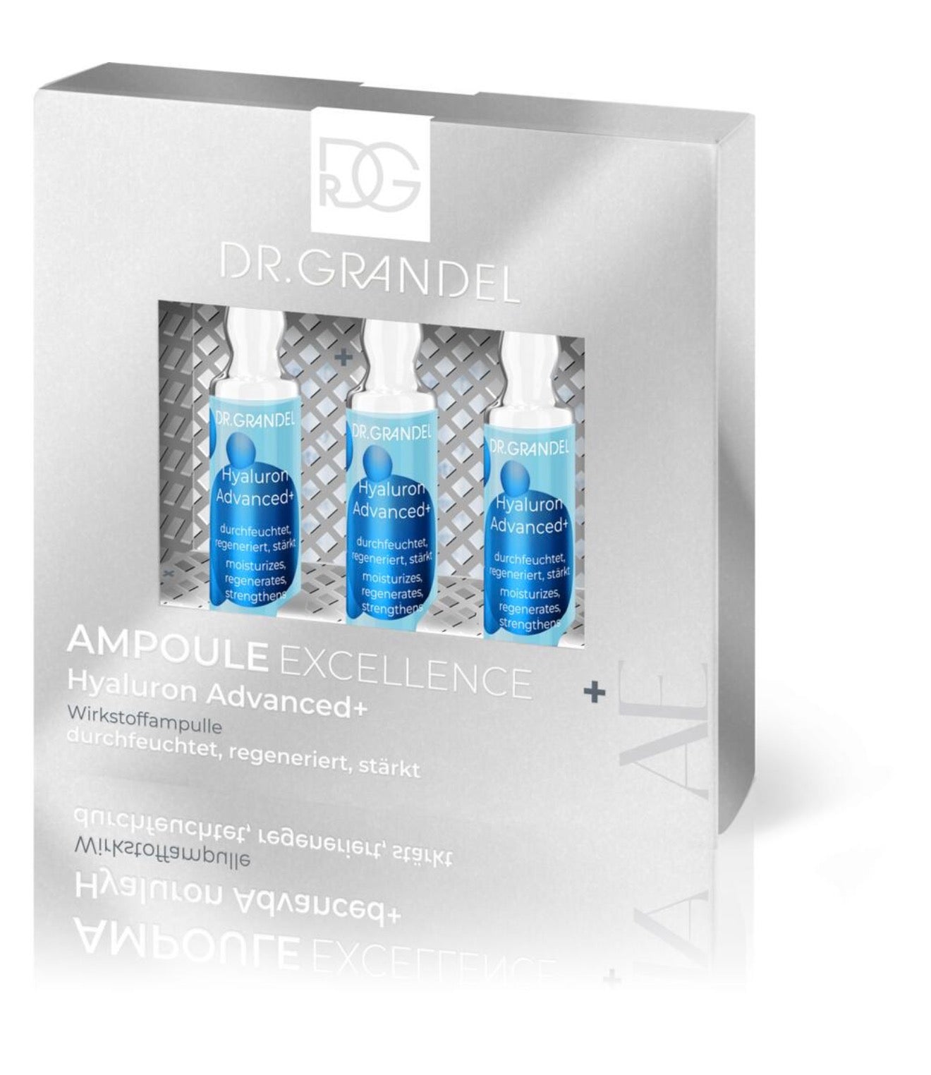 DR. GRANDEL
AMPOULE EXCELLENCE
Hyaluron Advanced+
Ampul met werkstoffen voor intensieve hydratatie

hydrateert, regenereert, versterkt